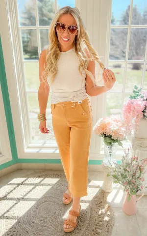 Judy Blue Mustard Wide Leg Cropped Denim | FINAL SALE