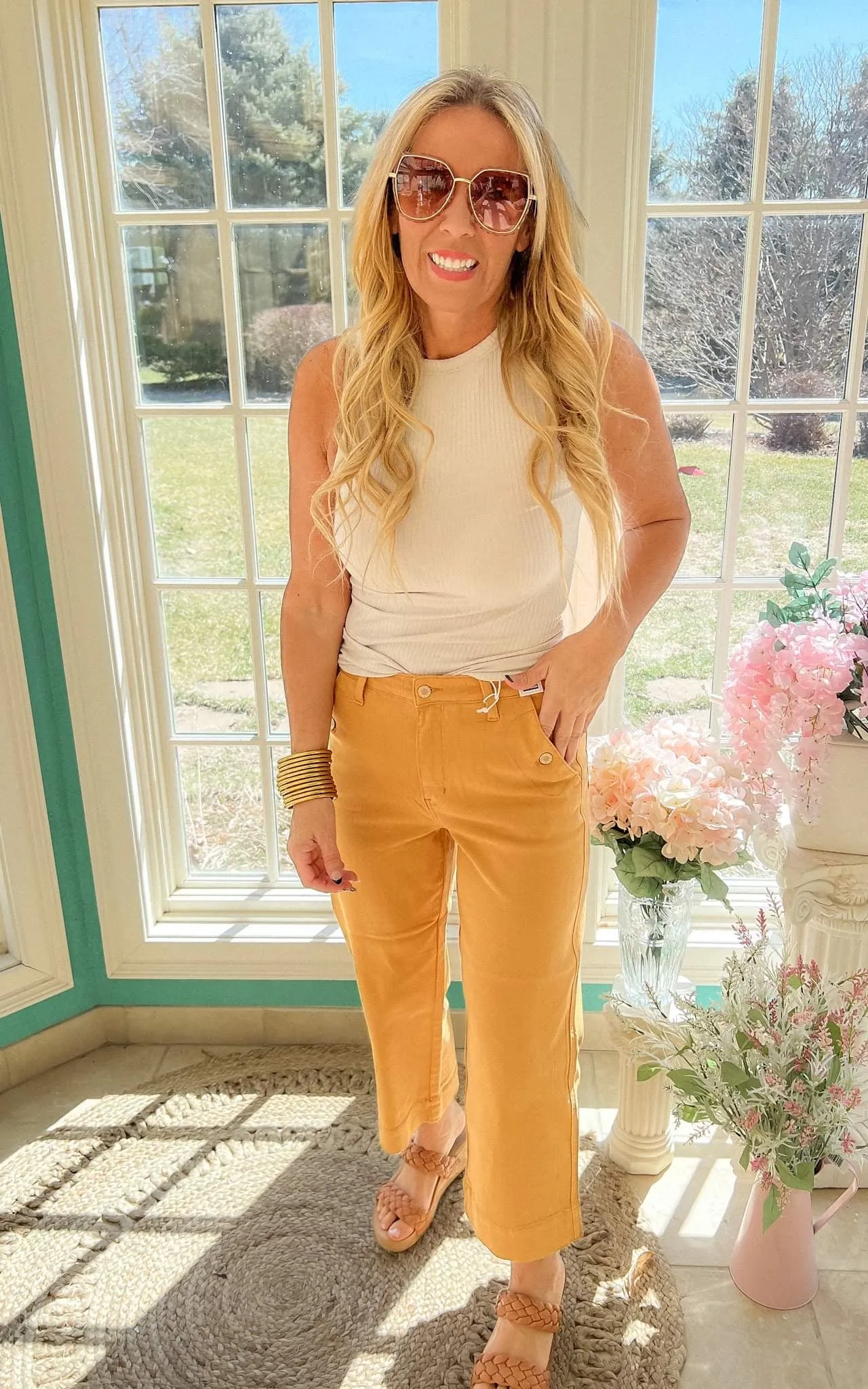 Judy Blue Mustard Wide Leg Cropped Denim | FINAL SALE
