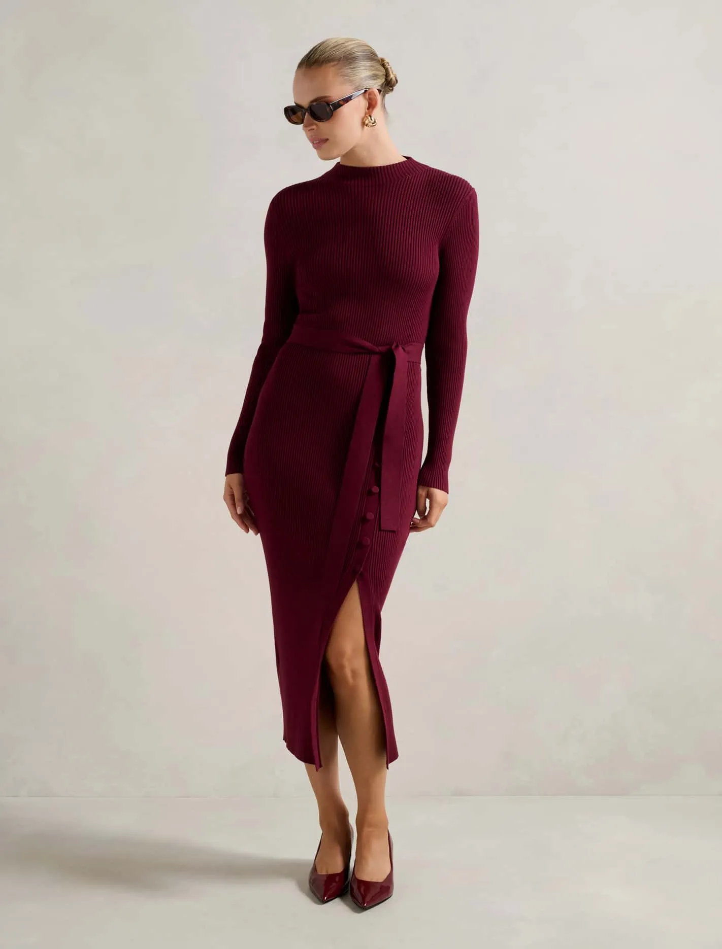 Kiara Button Detail Midi Dress
