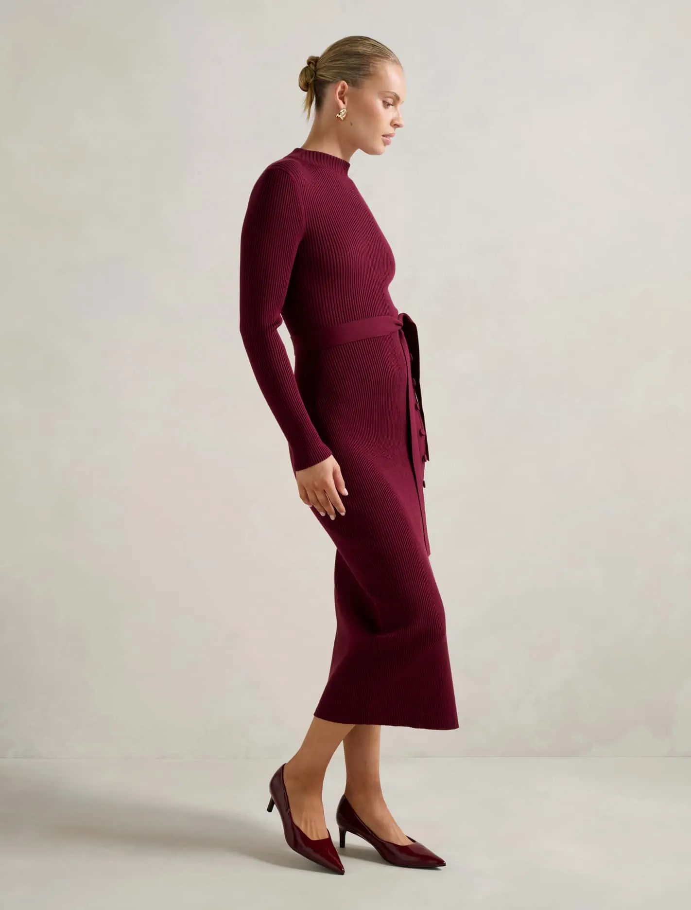 Kiara Button Detail Midi Dress