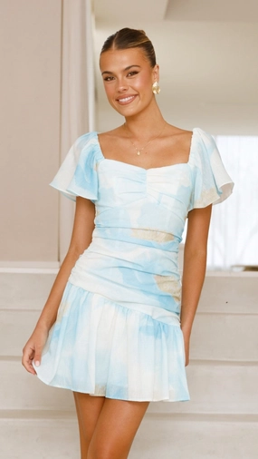 Laury Mini Dress - Blue Floral