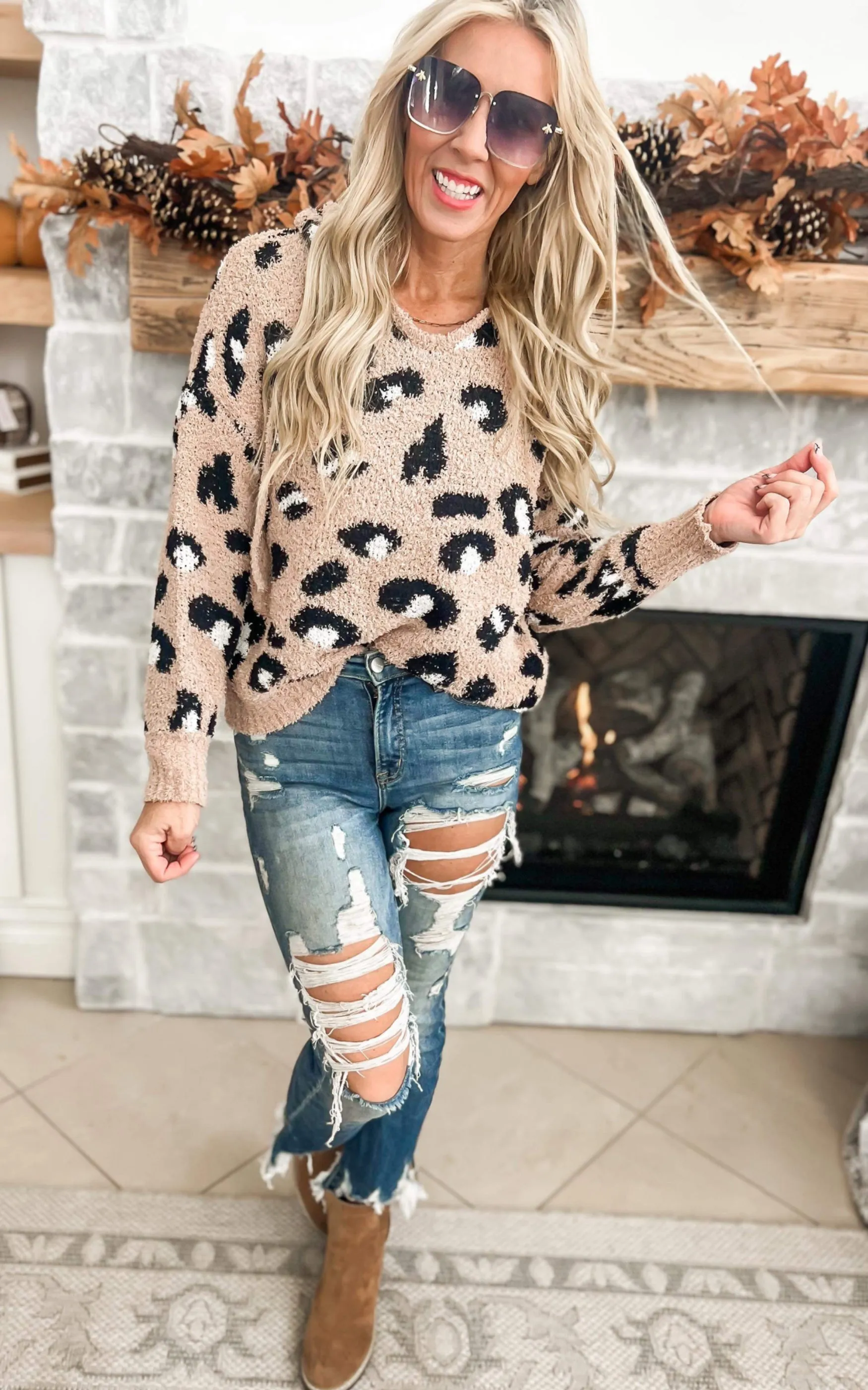 Leopard Printed Soft Sweater Top - Final Sale