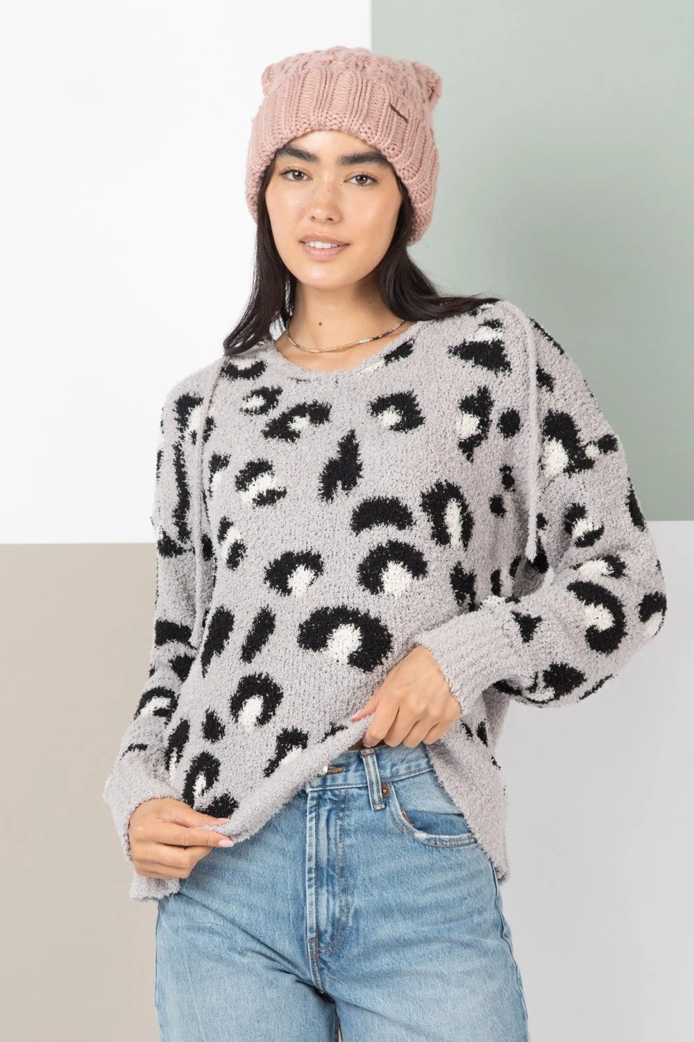 Leopard Printed Soft Sweater Top - Final Sale
