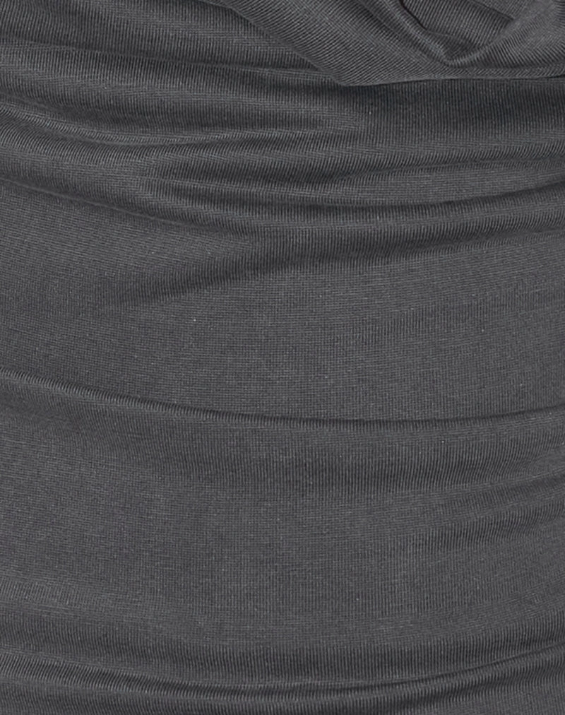 Malora Cowl Mini Dress in Charcoal