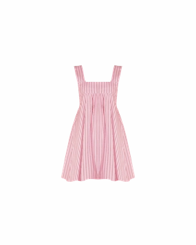 MARGIE TIE MINI DRESS PINK RED STRIPE