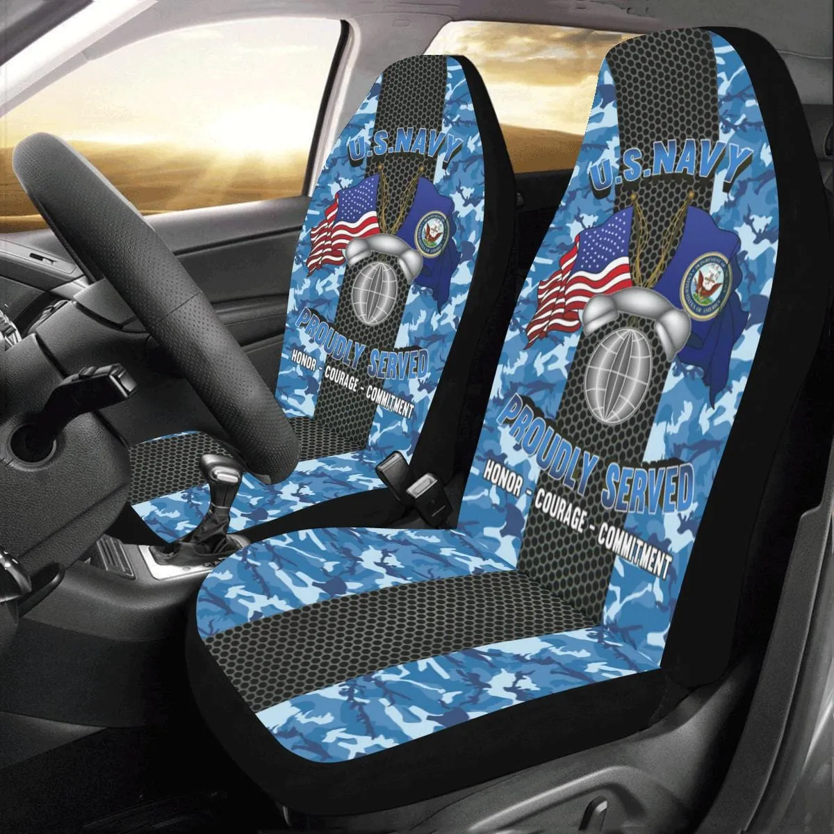 Navy Interior Communications Electrician Navy IC Car Seat Covers (Set of 2)