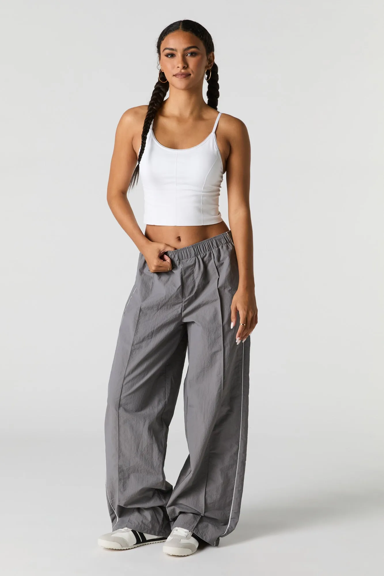 Nylon Wide Leg Pant