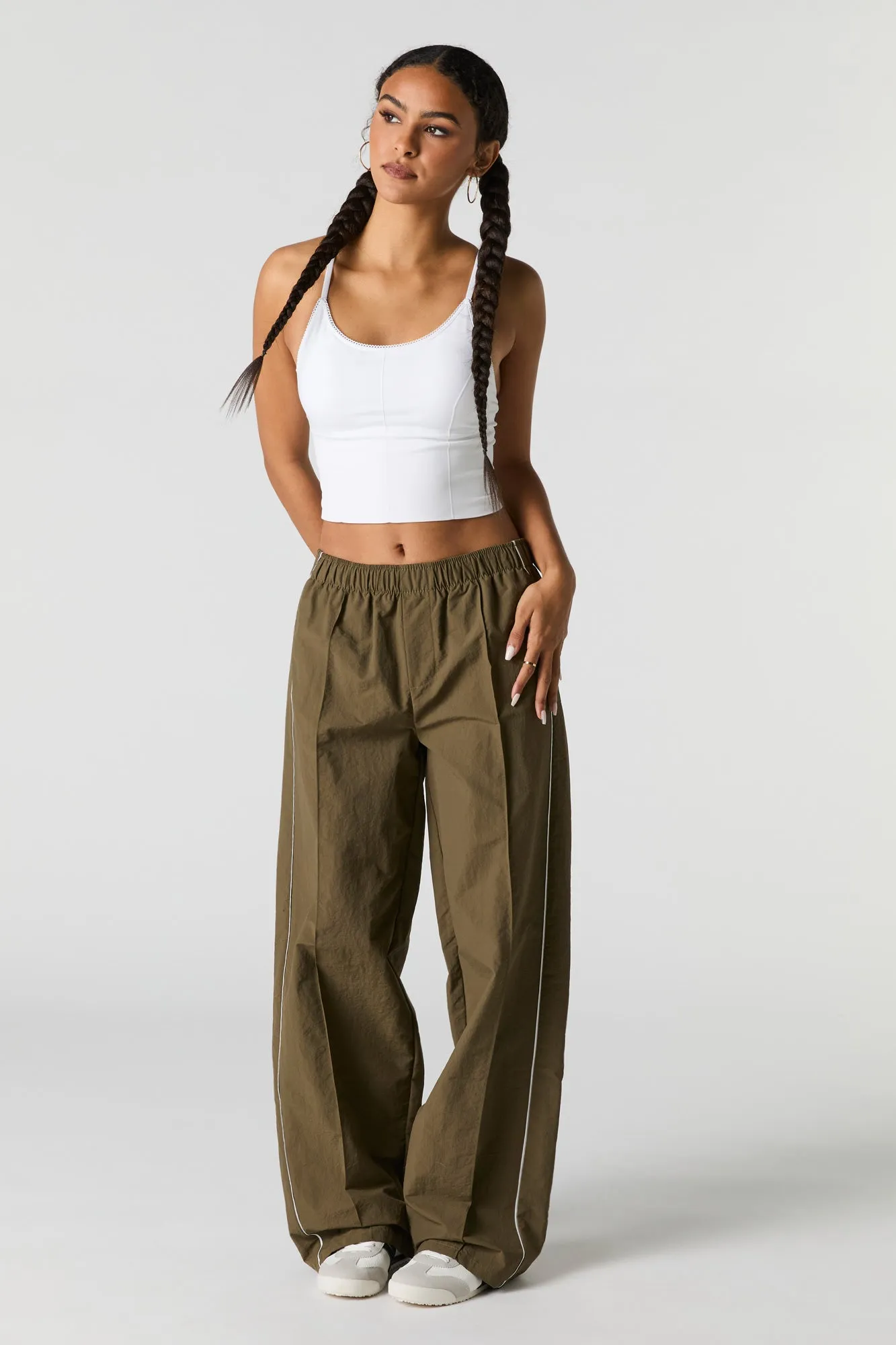 Nylon Wide Leg Pant