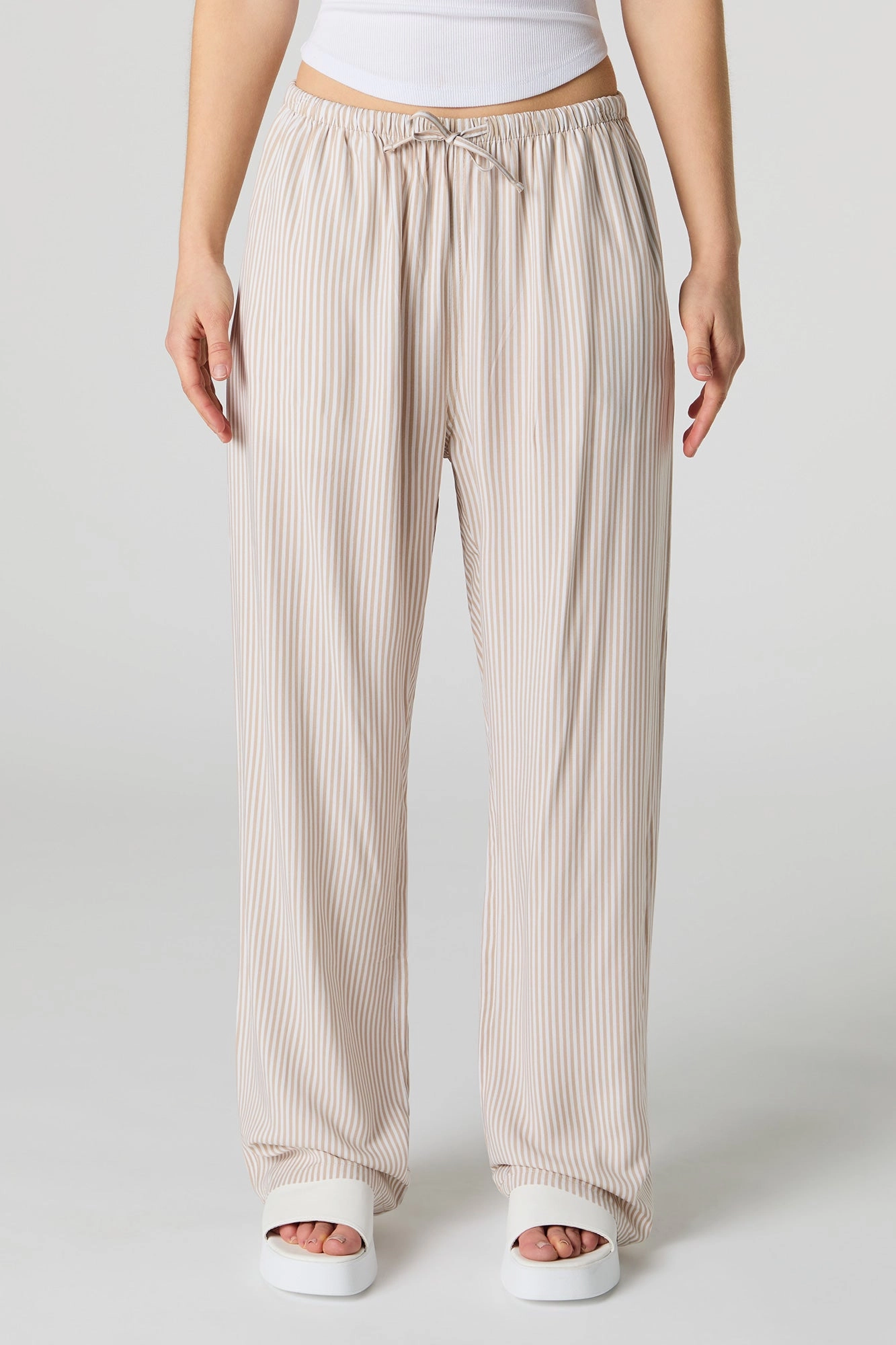 Pantalon imprimé à jambe large avec taille coulissante