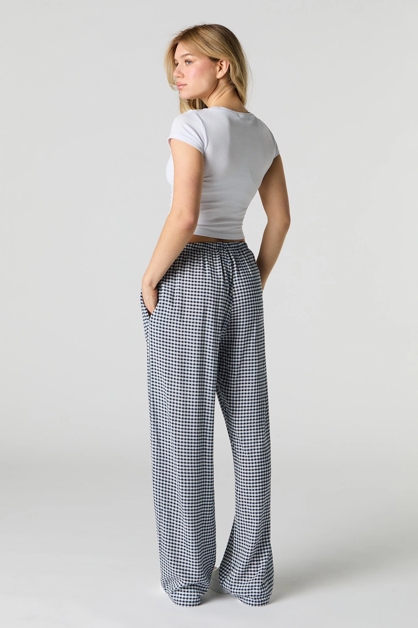 Pantalon imprimé à jambe large avec taille coulissante