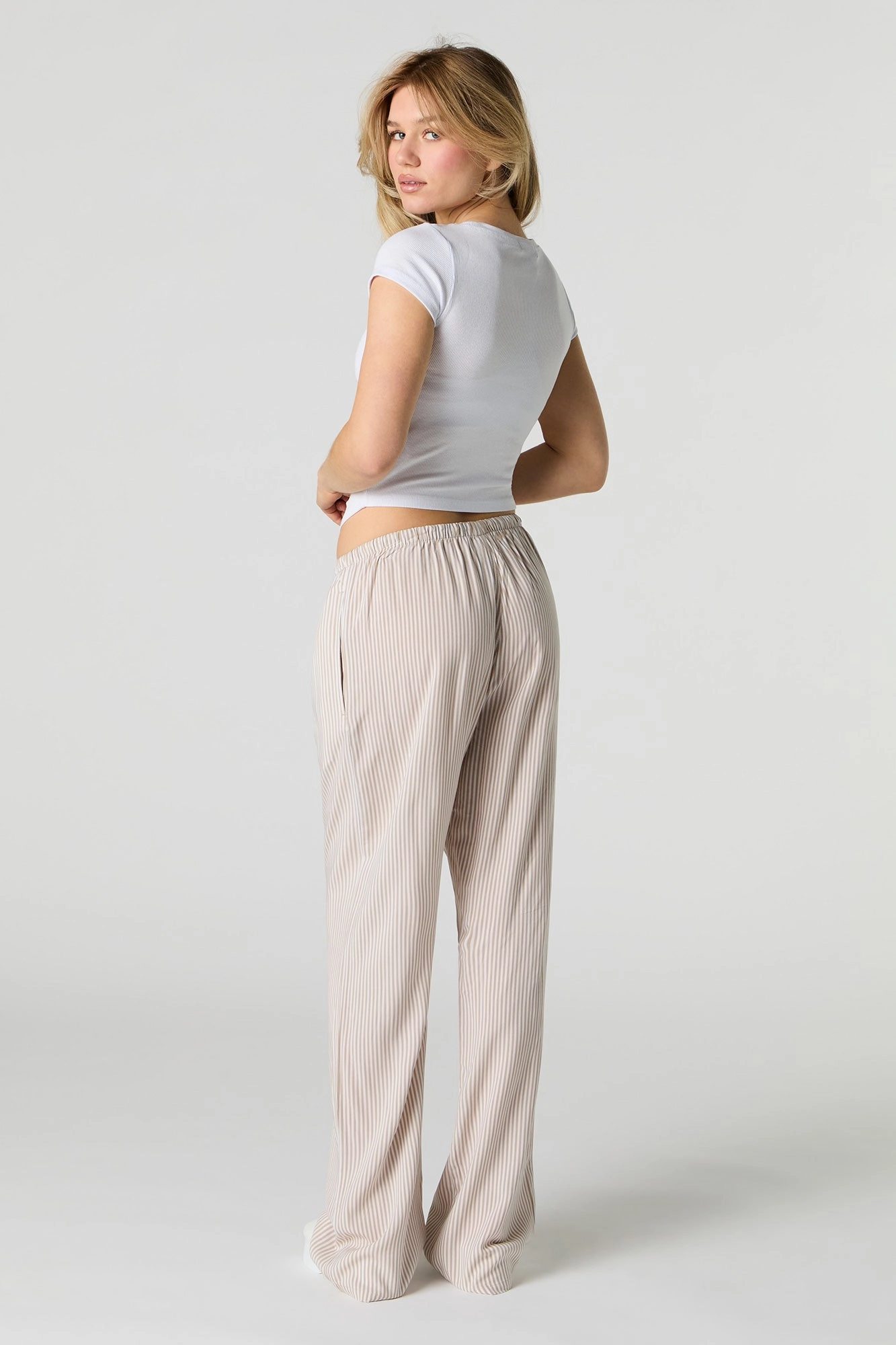 Pantalon imprimé à jambe large avec taille coulissante