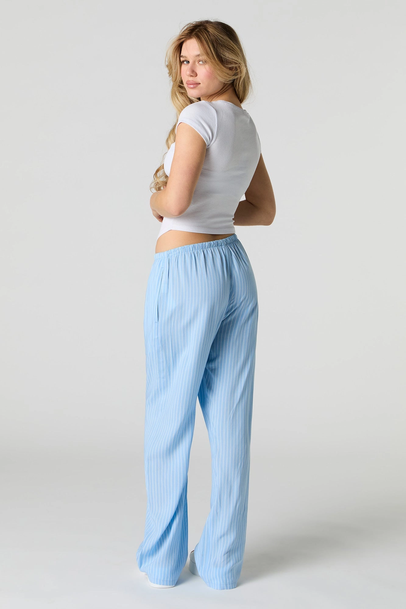 Pantalon imprimé à jambe large avec taille coulissante