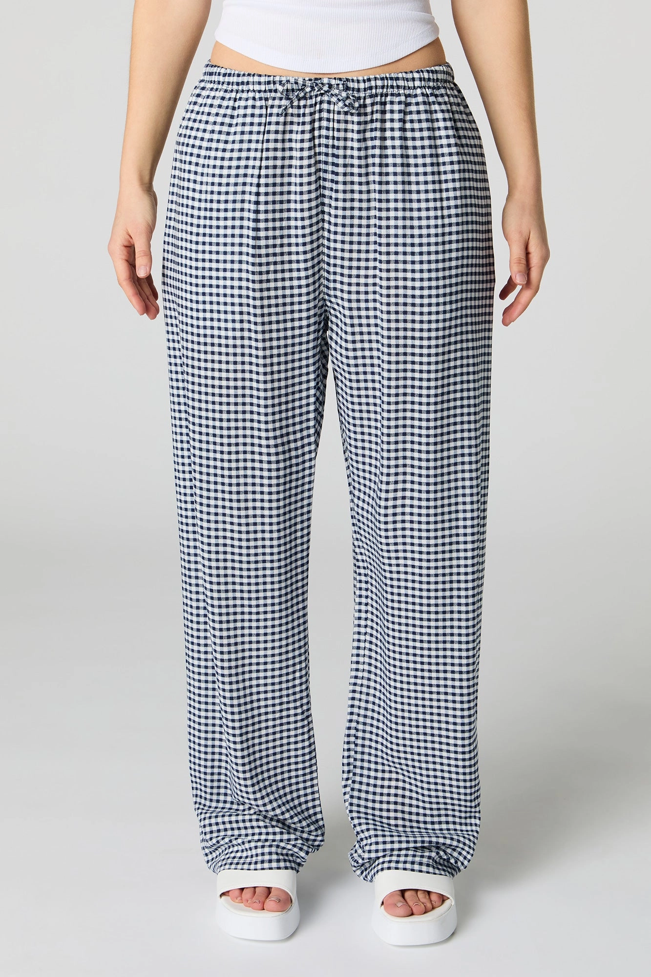 Pantalon imprimé à jambe large avec taille coulissante
