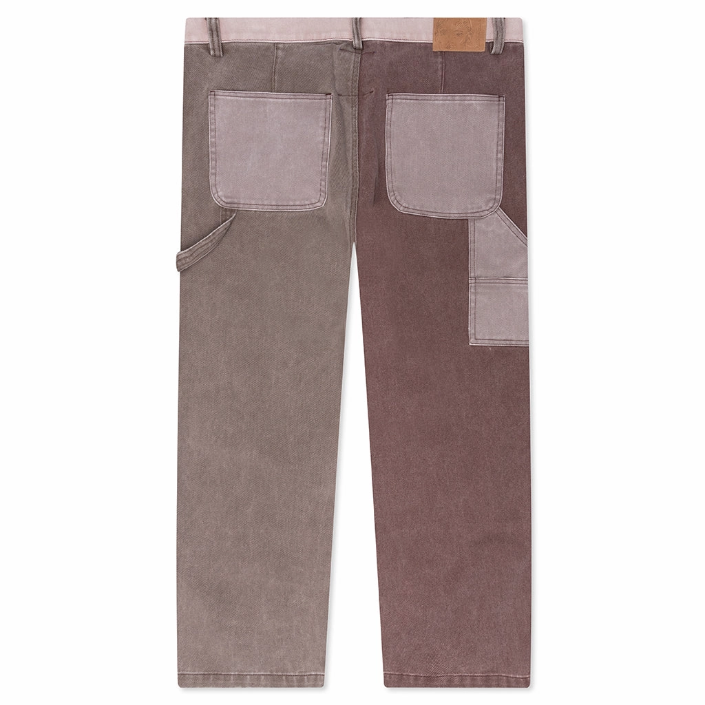 Patchwork Face Double Knee Pant - Brown/Multi