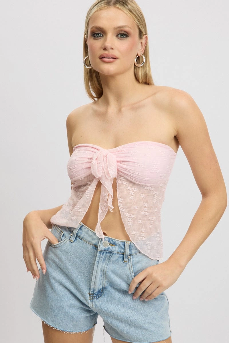 Pink Bandeau Top Lace