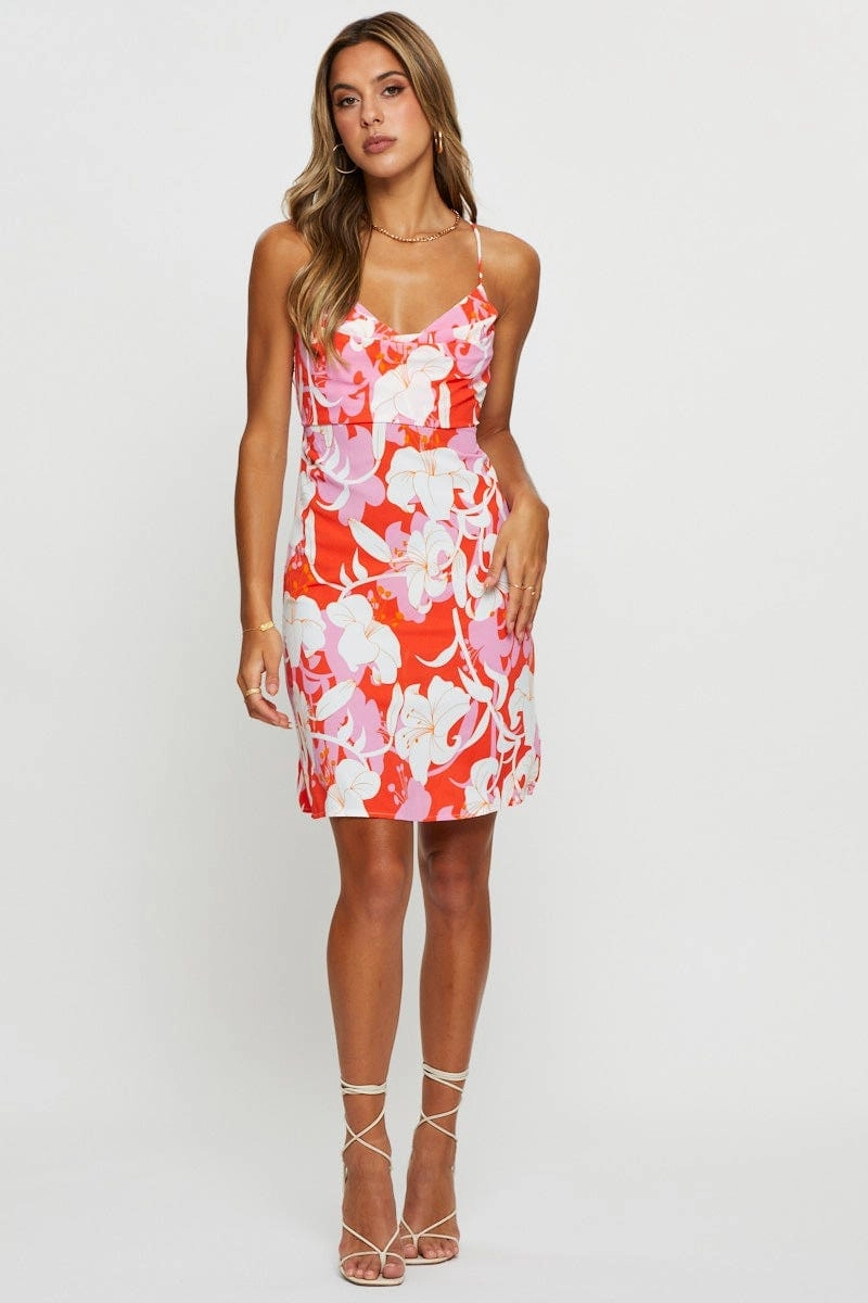 Print A Line Dress Mini