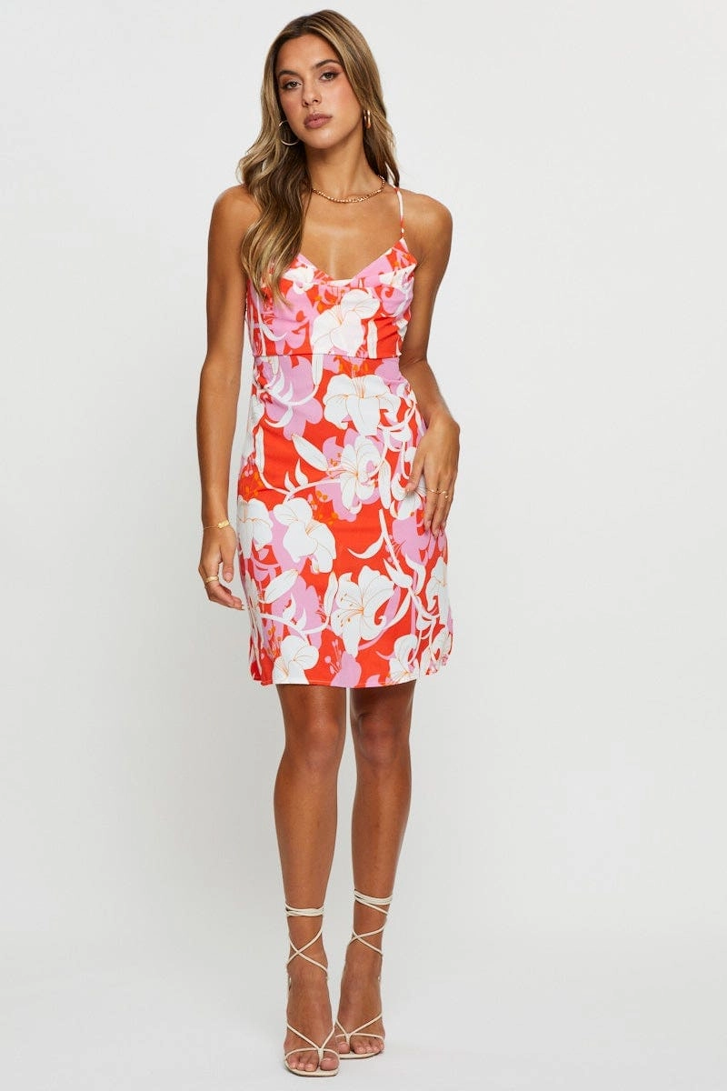 Print A Line Dress Mini
