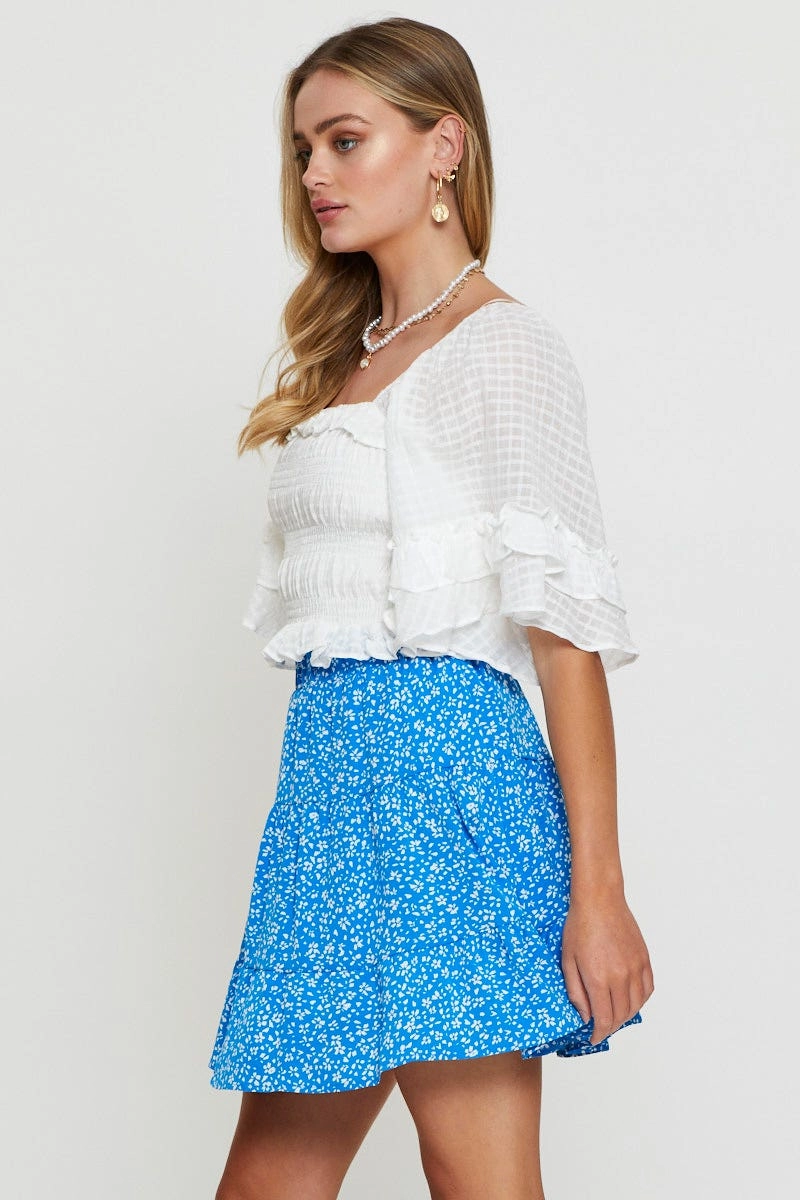 Print Flare Skirt Mini High Rise