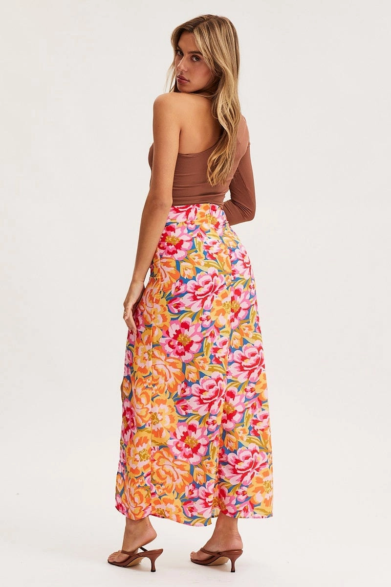 Print Maxi Skirt High Rise