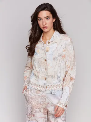 Printed Linen Blend Jacket - Atlas