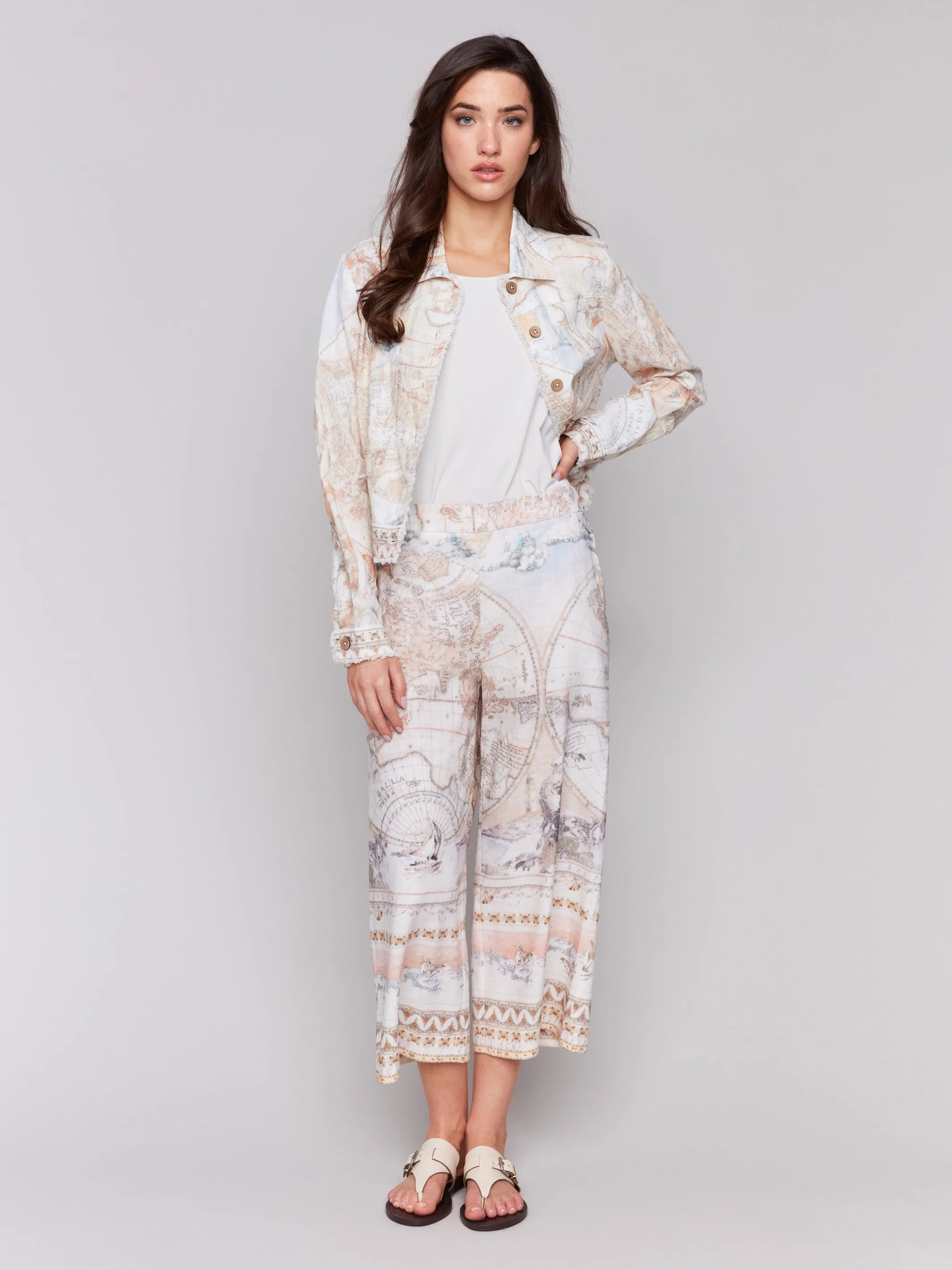 Printed Linen Blend Jacket - Atlas