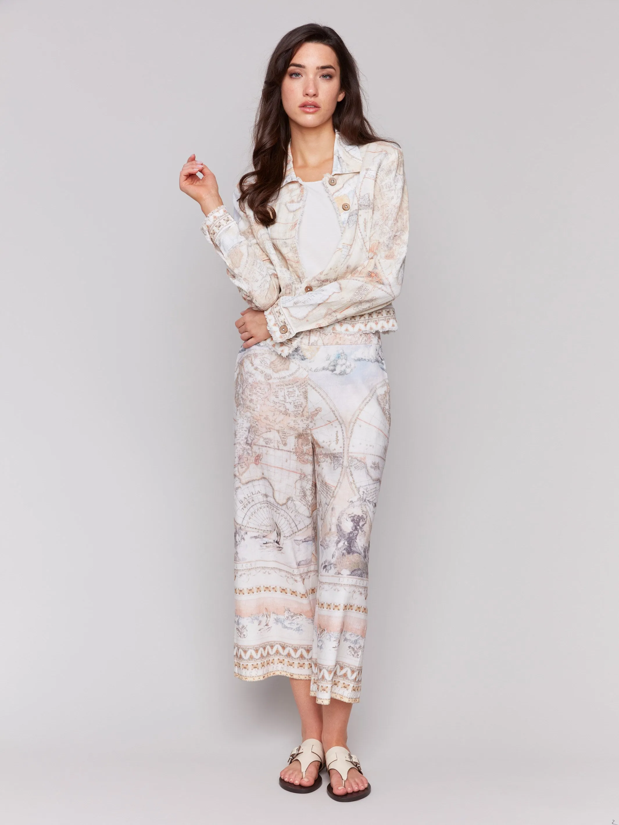 Printed Linen Blend Jacket - Atlas