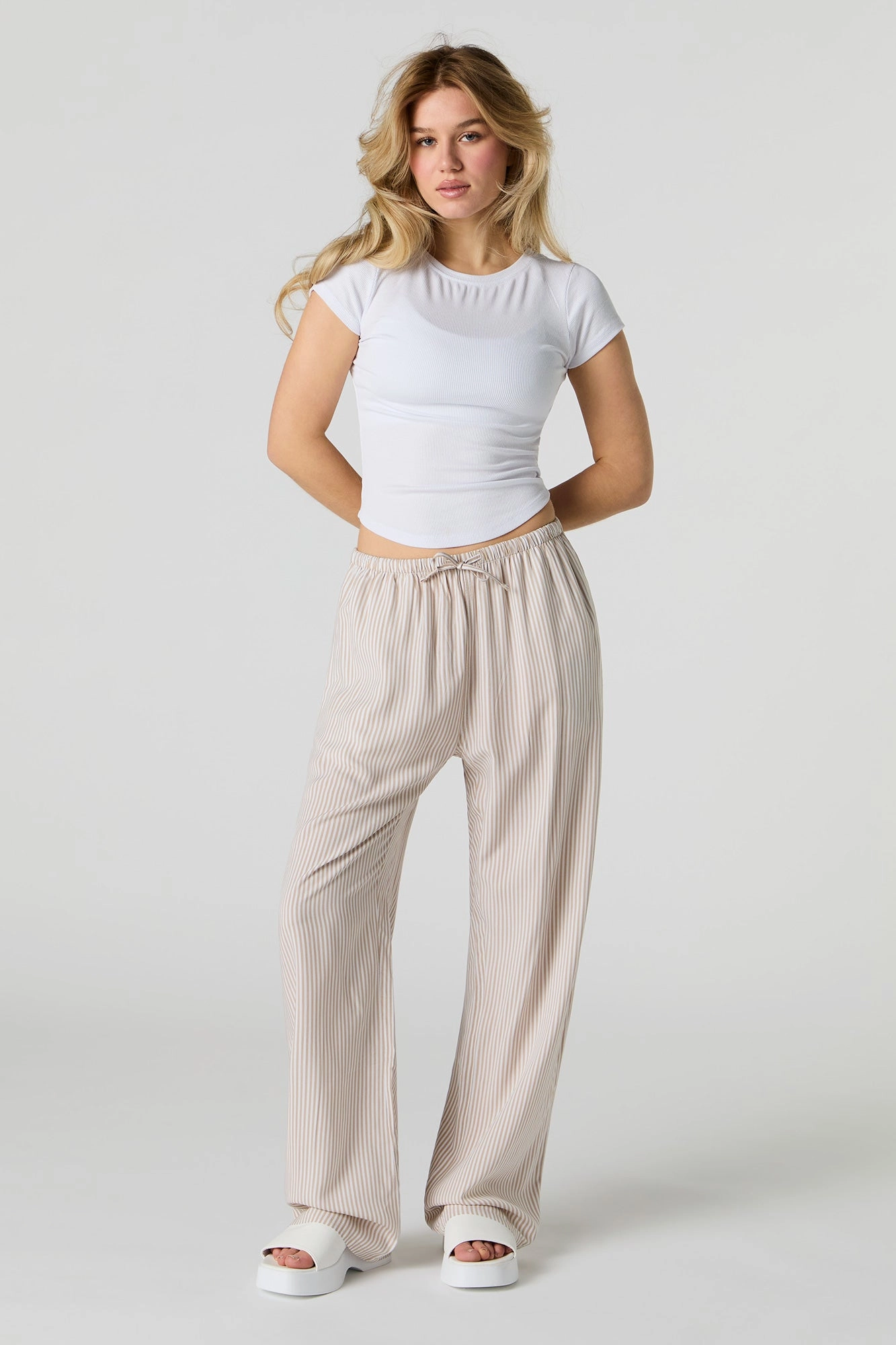 Printed Drawstring Wide Leg Pant