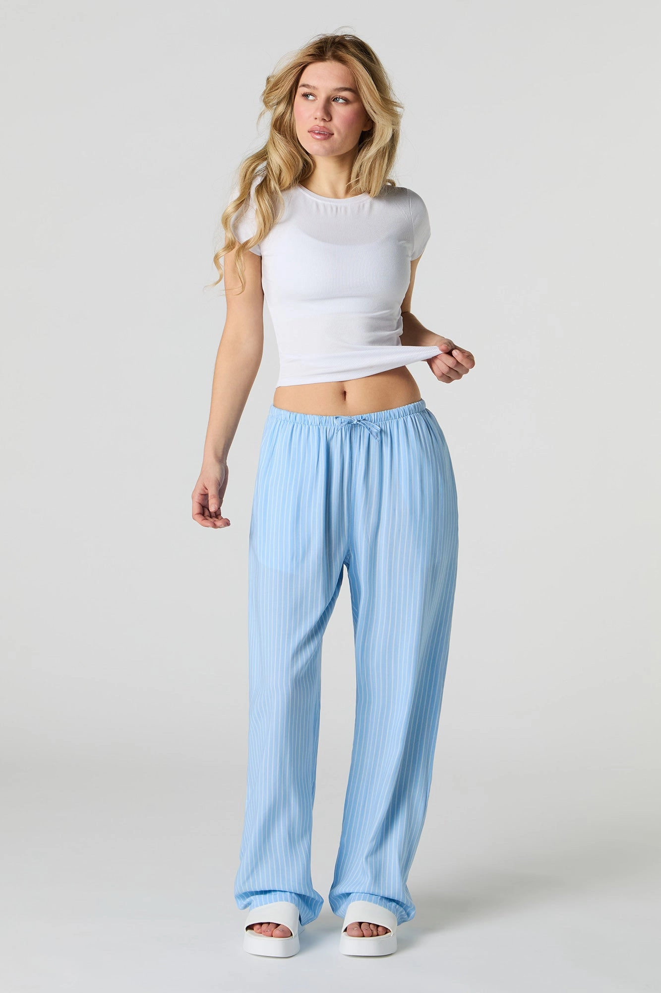 Printed Drawstring Wide Leg Pant