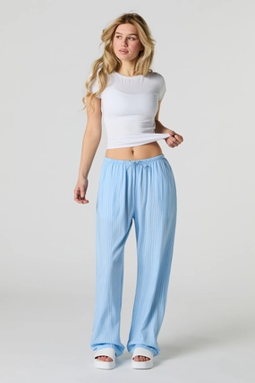 Printed Drawstring Wide Leg Pant
