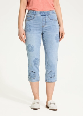 Pull-On Capri, Medium Blue