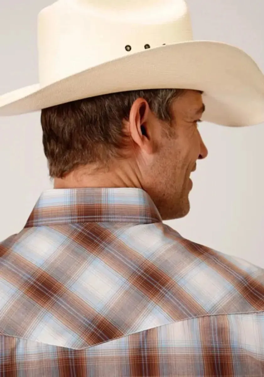 Roper Wild West Breezy (Brown) - Men's Western Shirt (Closeout)