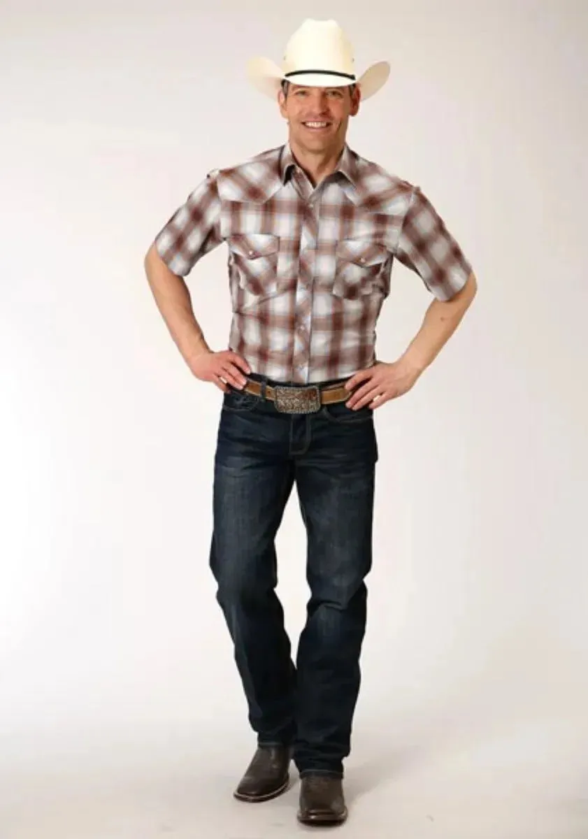 Roper Wild West Breezy (Brown) - Men's Western Shirt (Closeout)