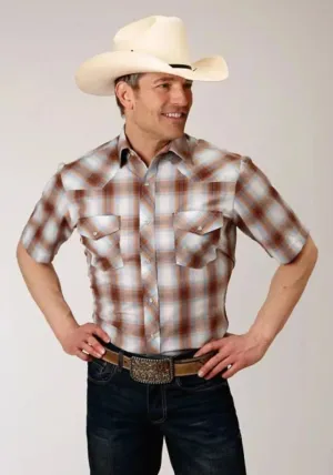 Roper Wild West Breezy (Brown) - Men's Western Shirt (Closeout)
