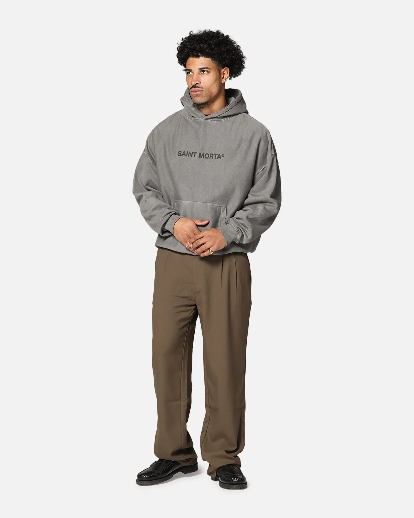 Saint Morta Memoriam Boxy Hoodie Washed Charcoal
