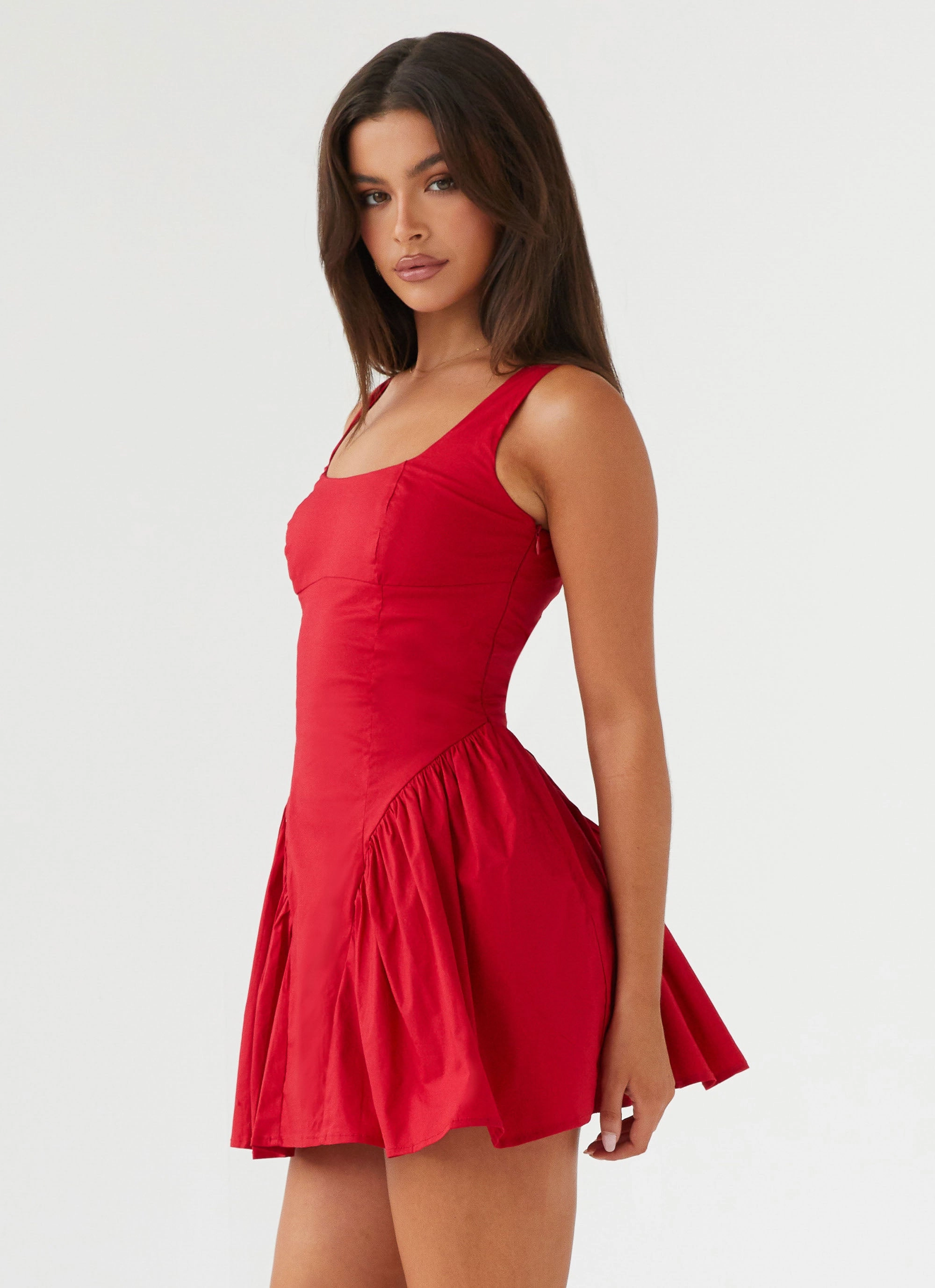 Sassy Soiree Corset Mini Dress - Red