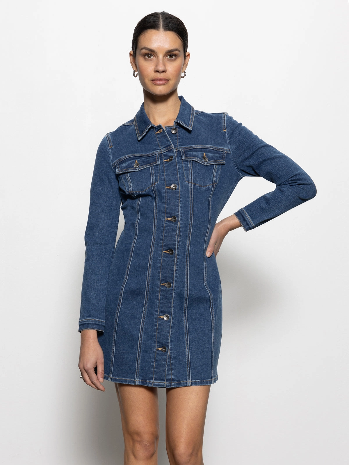 Sculpted Denim Mini Dress Royalty