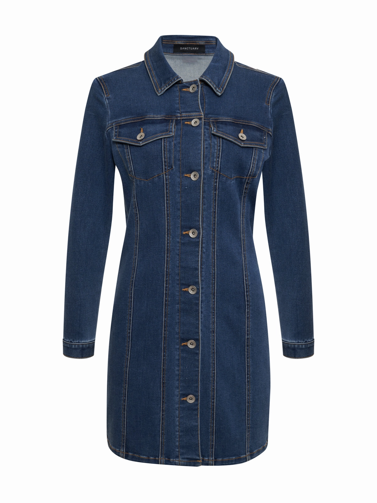 Sculpted Denim Mini Dress Royalty