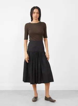 Shirring Culotte Pants Black