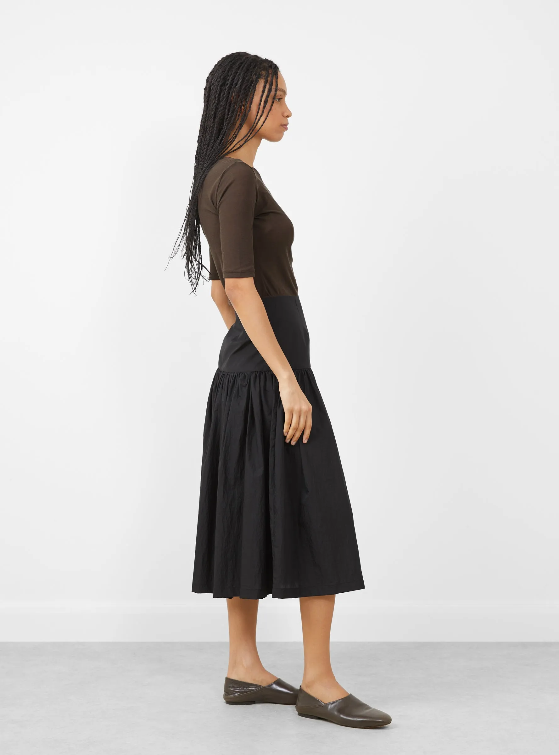 Shirring Culotte Pants Black