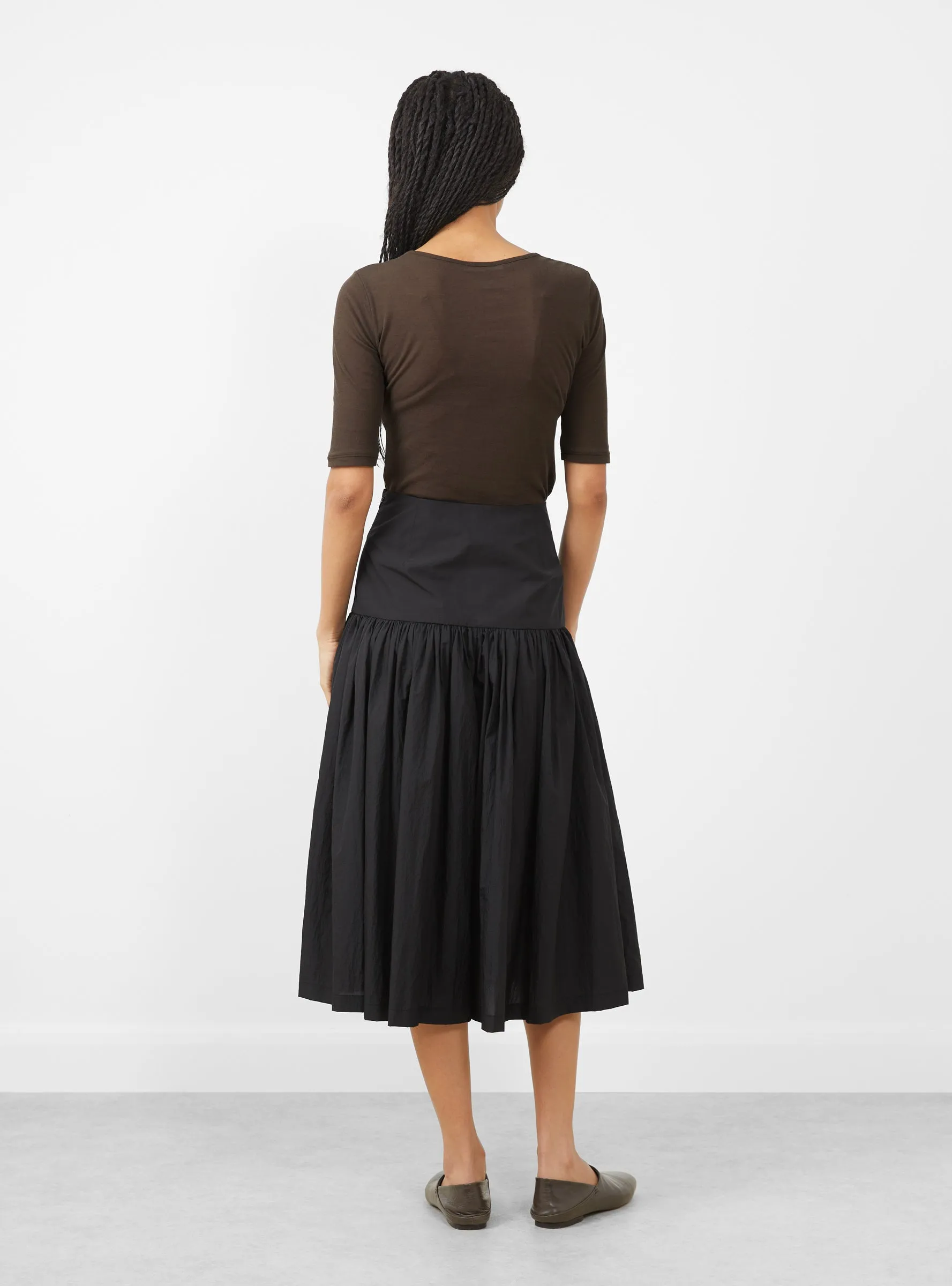 Shirring Culotte Pants Black
