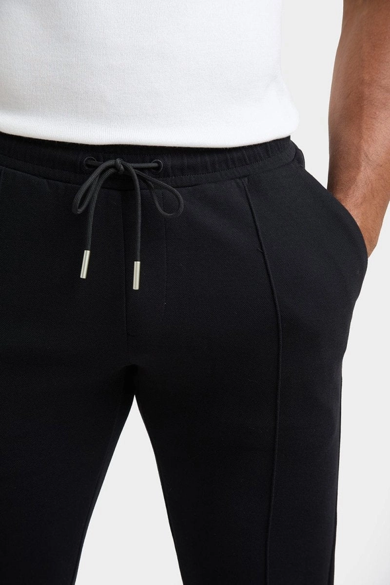 Smart Pique Joggers in Black