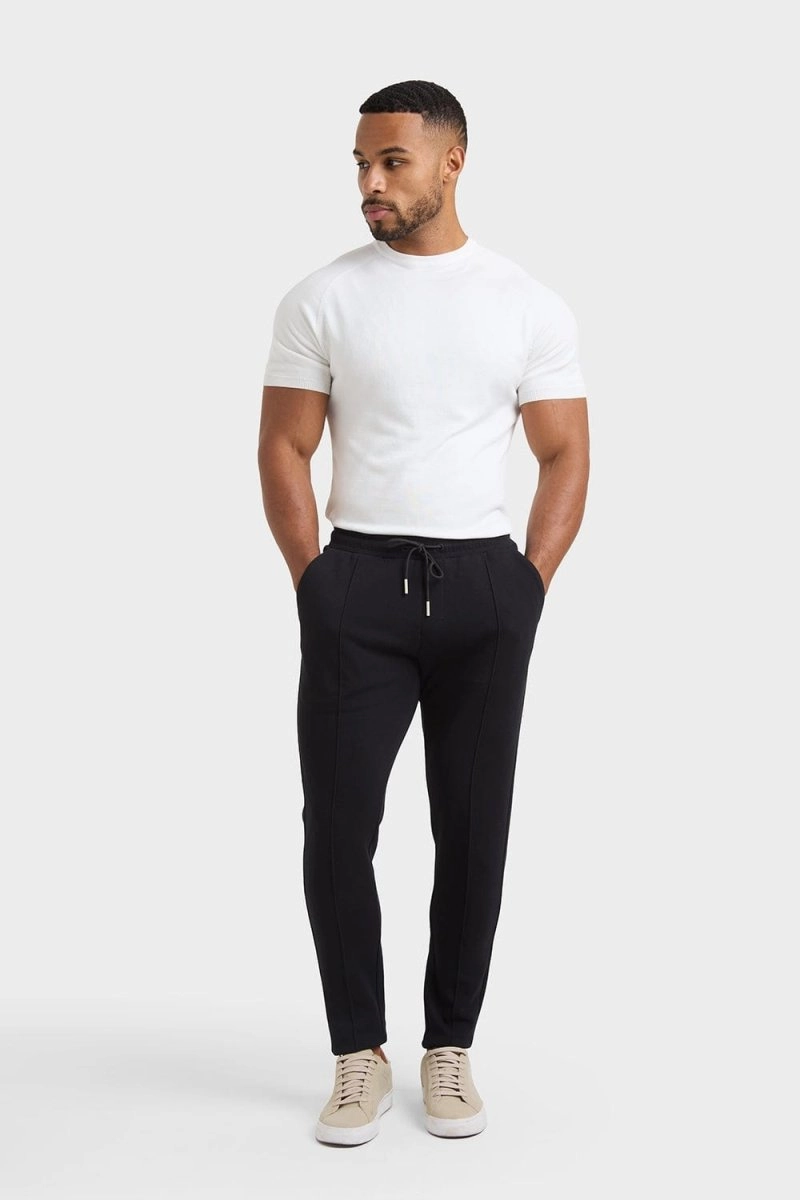 Smart Pique Joggers in Black