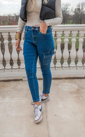 The J.Law High Rise Cargo Crop Skinny Denim Jean | Vervet - Final Sale