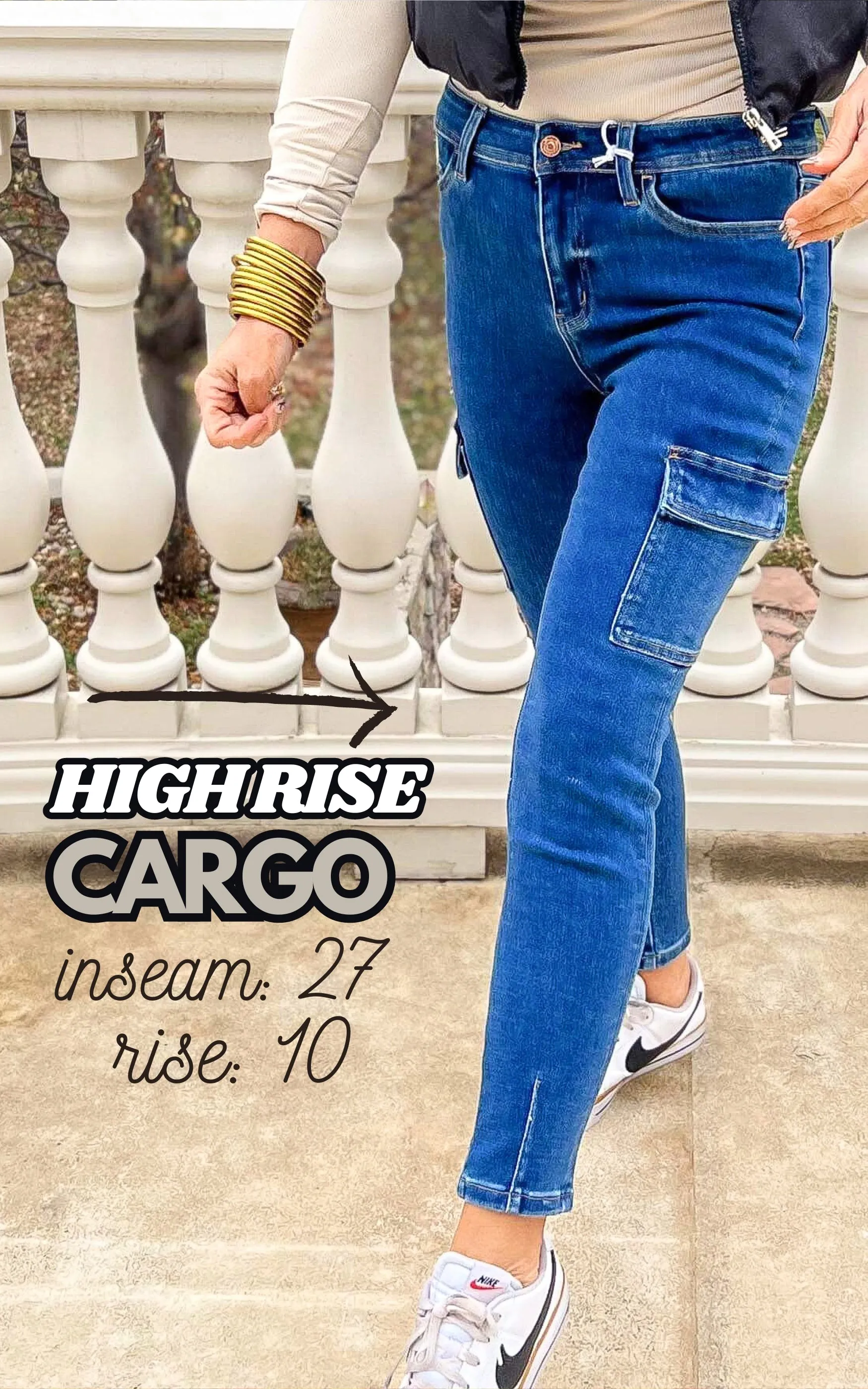 The J.Law High Rise Cargo Crop Skinny Denim Jean | Vervet - Final Sale