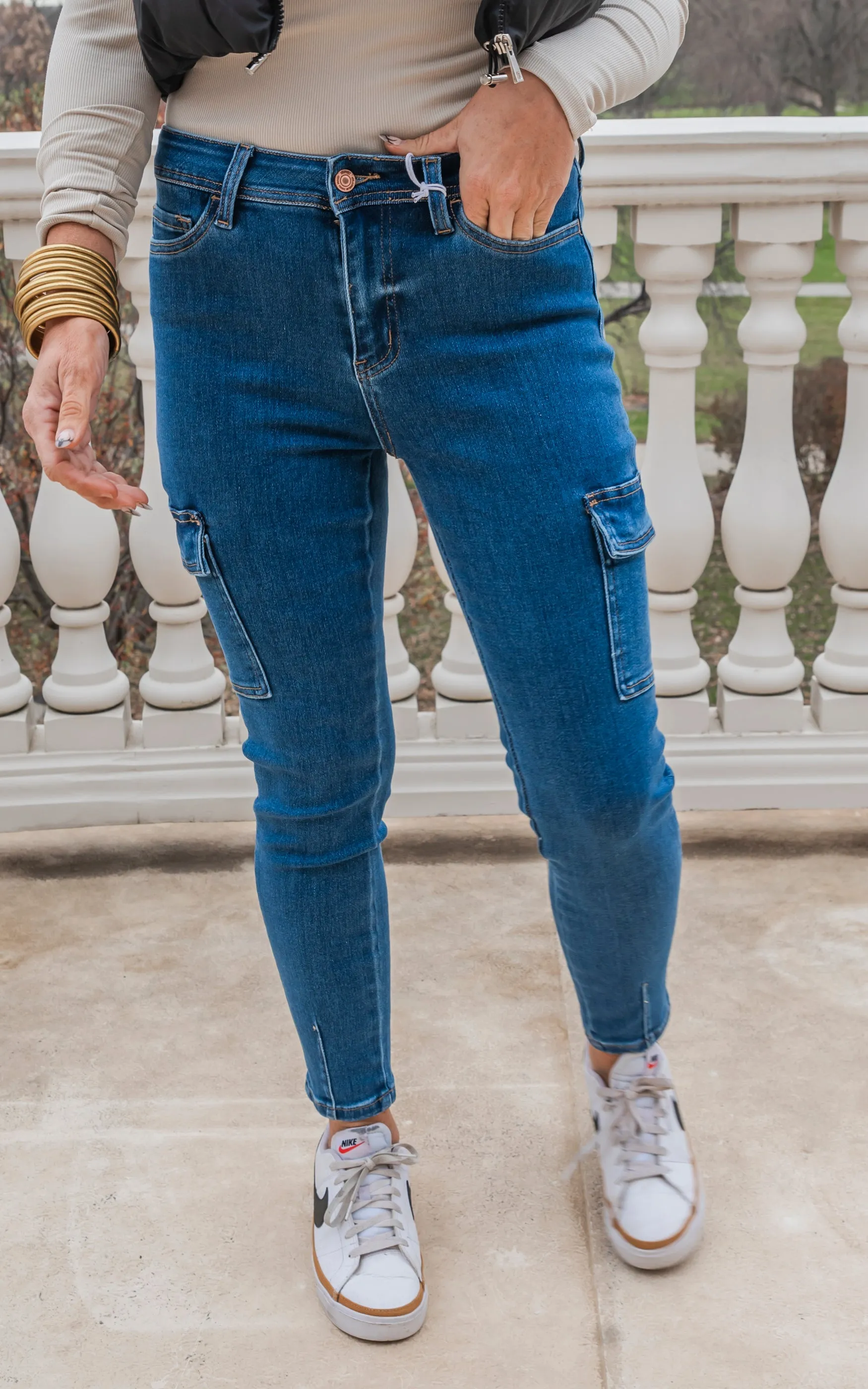 The J.Law High Rise Cargo Crop Skinny Denim Jean | Vervet - Final Sale