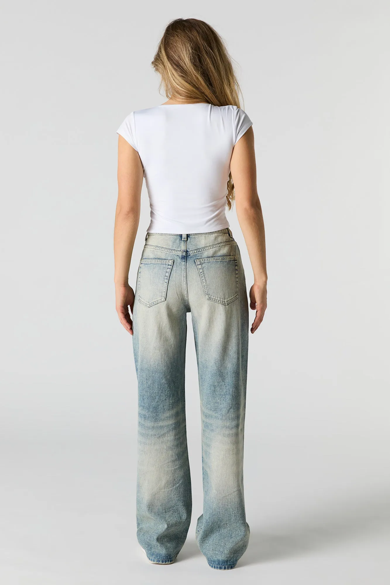 Vintage Light Wash High Rise Wide Leg Jean