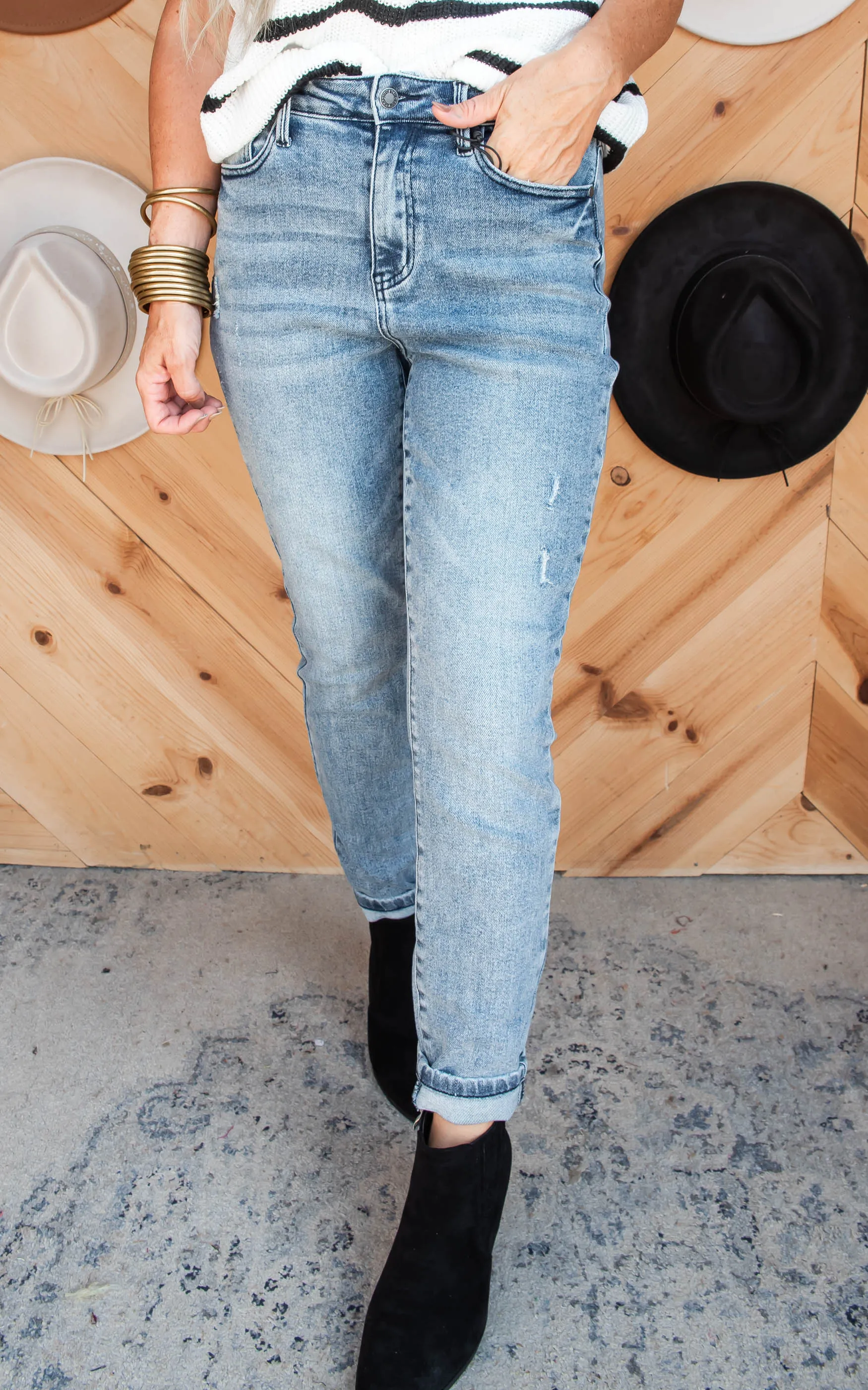 Vintage Mild Destroyed Slim Fit Denim Jeans  | Judy Blue - Final Sale