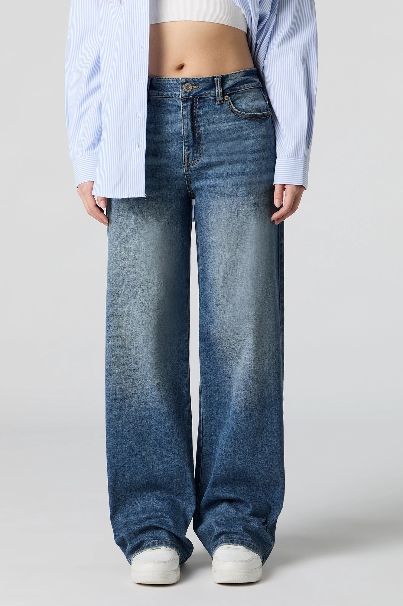 Vintage Dark Wash High Rise Wide Leg Stretch Jean