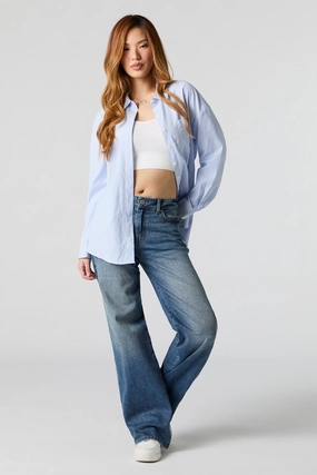 Vintage Dark Wash High Rise Wide Leg Stretch Jean