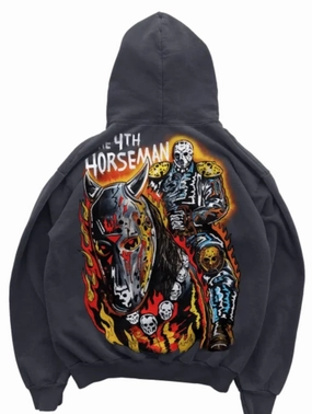 Warren Lotas 4th Horseman Stone Washed Hoodie Washed Black